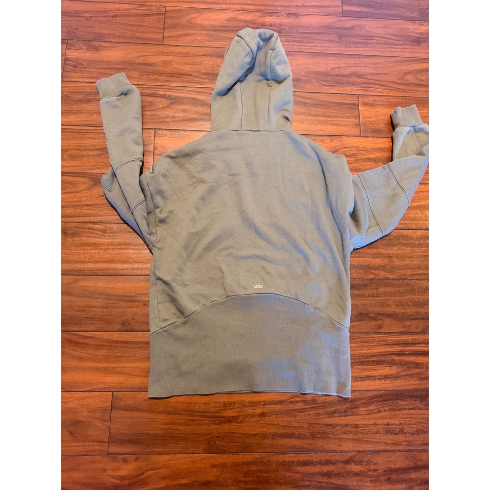 Alo Yoga Womens XS Olive Green Fleece Hoodie Oversized Pullover Sweatshirt